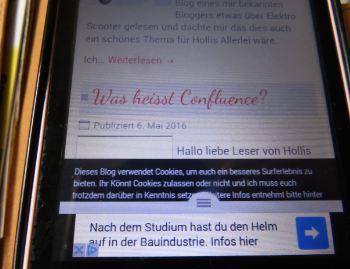 Anker / Overlay Anzeige von Adsense. Werbeformat für auf Smartphones angezeigte Webseiten